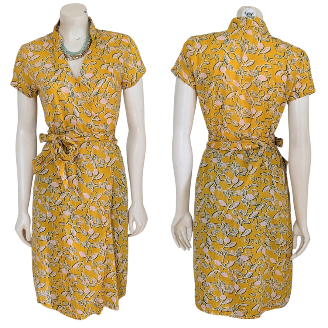 Fragonard Parfumerie Lemon Print Cotton Wrap Dress