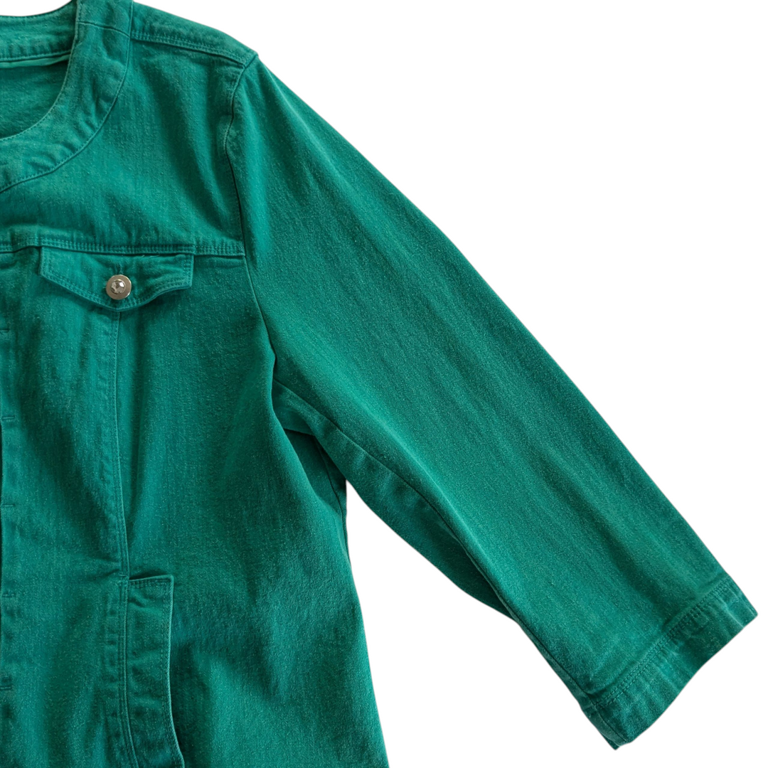 Laura Ashley Green Denim Jacket Size XL