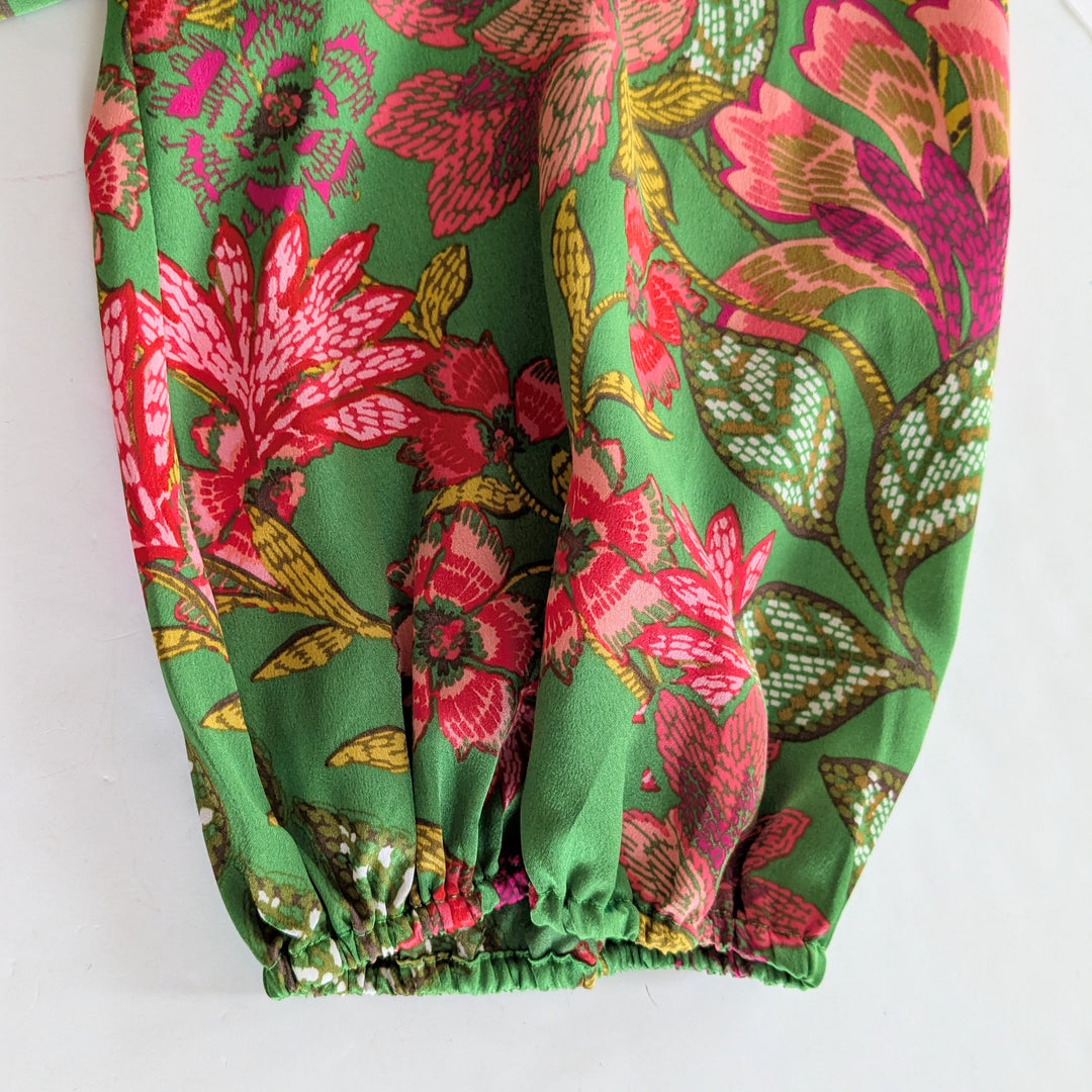 Sugarlips Evanna Green Floral Print Satin Dress Size 3X