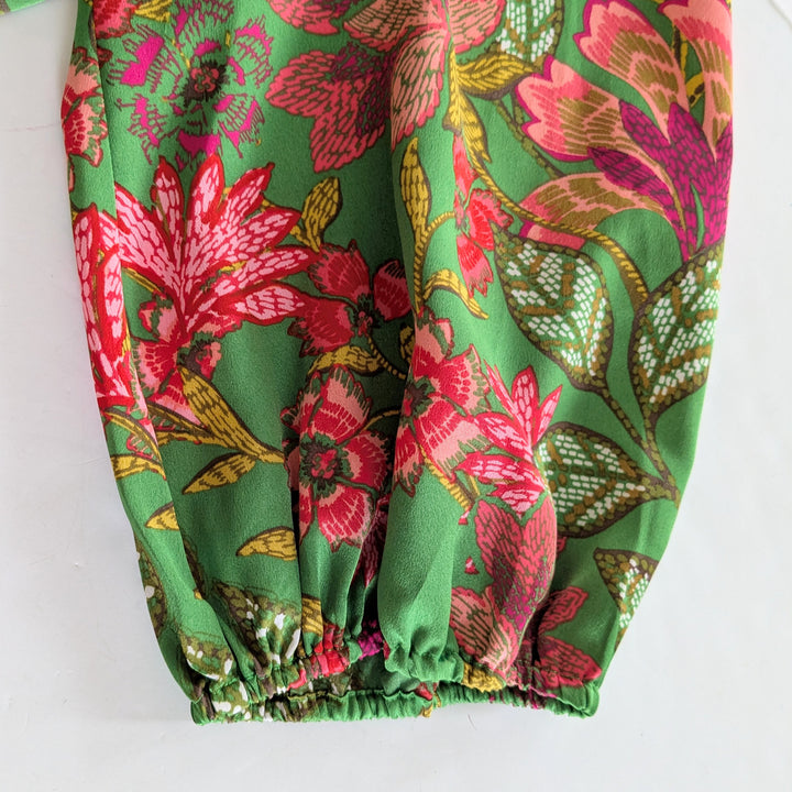 Sugarlips Evanna Green Floral Print Satin Dress Size 3X