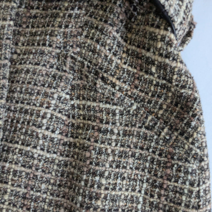 Alberto Makali Tweed Coat with Fur Trim Size 2