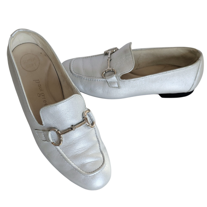 Paul Green Daphne Silver LLoafers Size 8