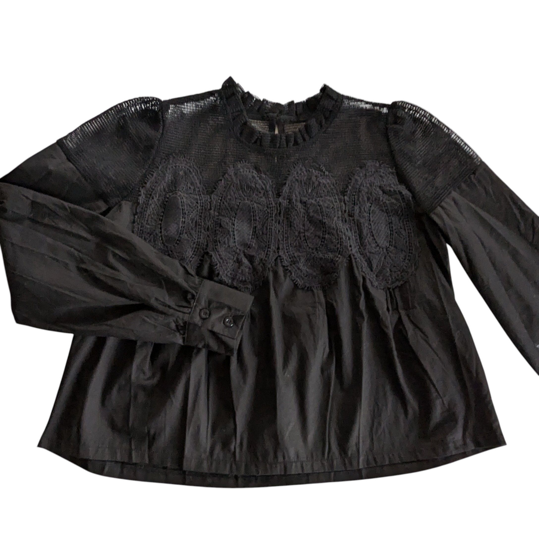 Black Cotton and Mesh Top Size Small