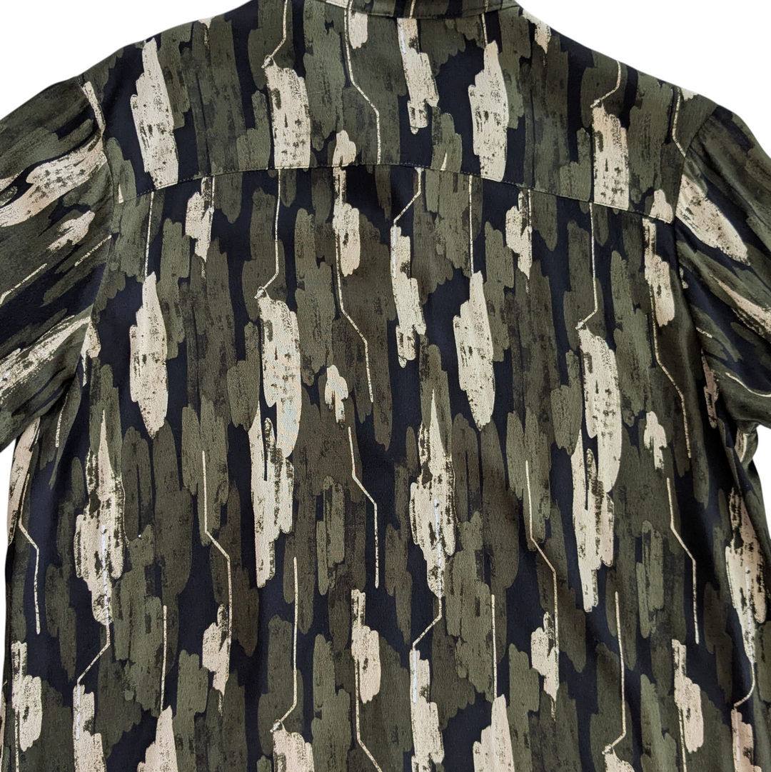 Bel Kazan Olive Print Blouse Size Medium