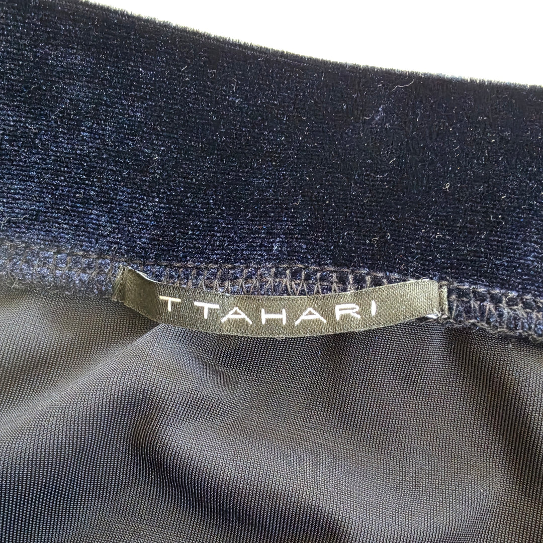 T Tahari Navy Velvet Midi Dress Size XL