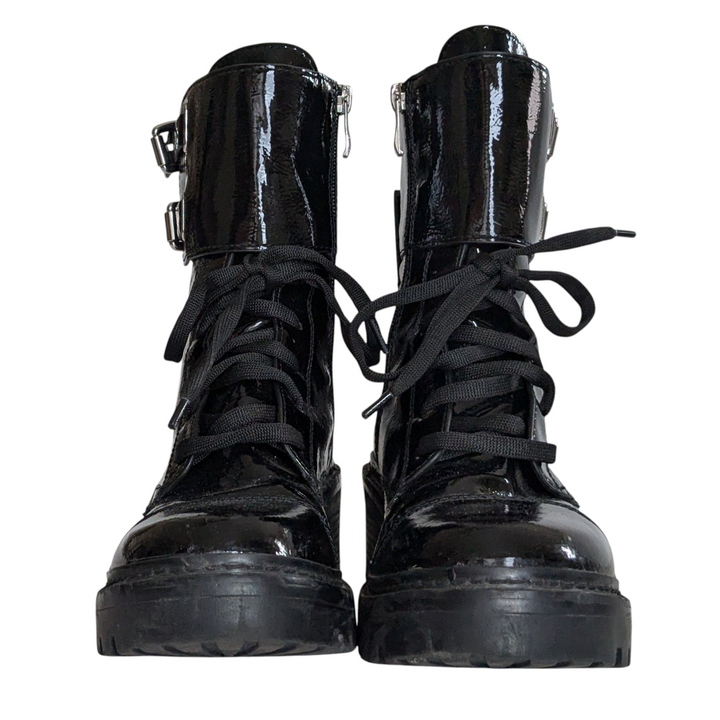 DKNY Patent Leather Moto Boots Size 6.5