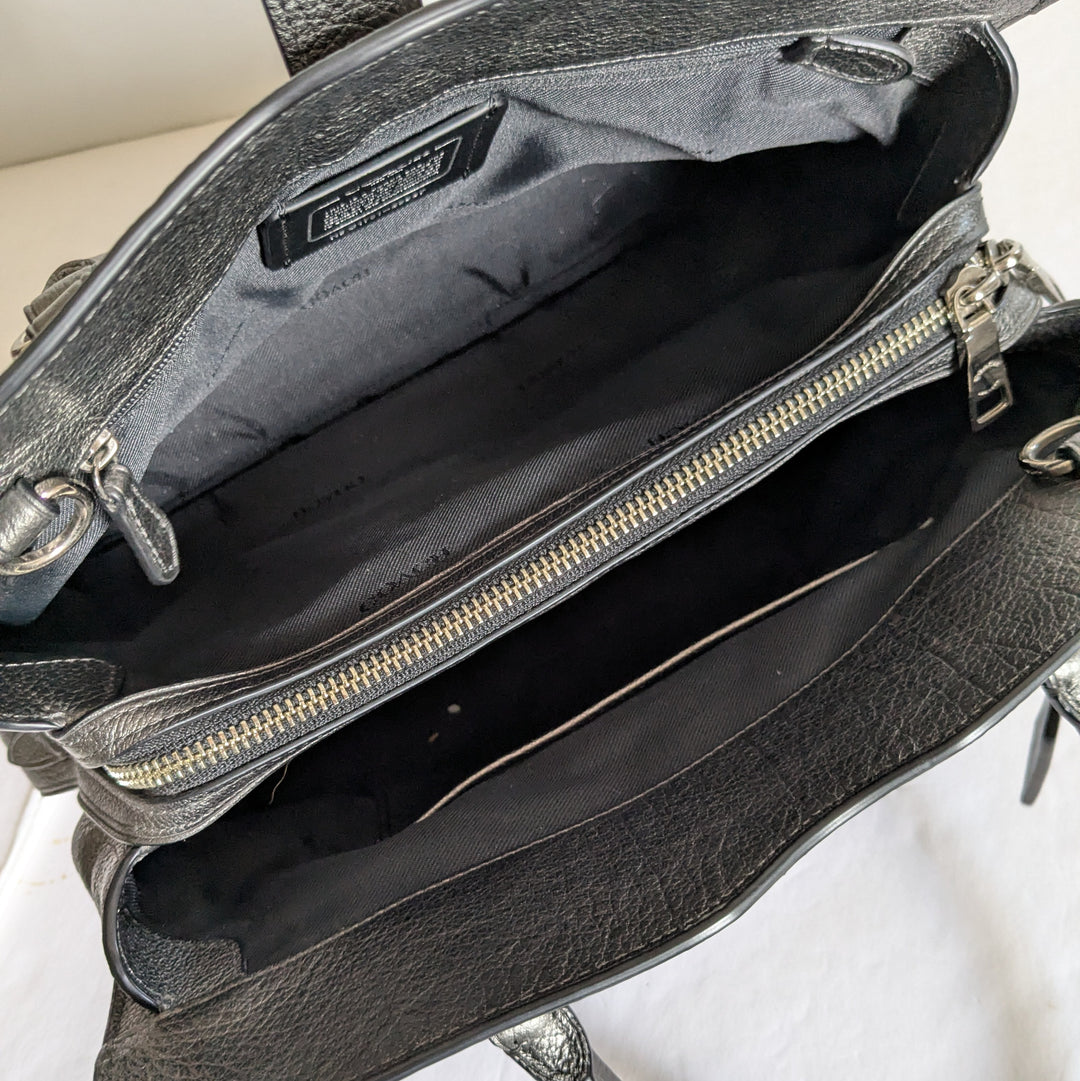 Coach Mercer Silver Leather Convertible Satchel 59987
