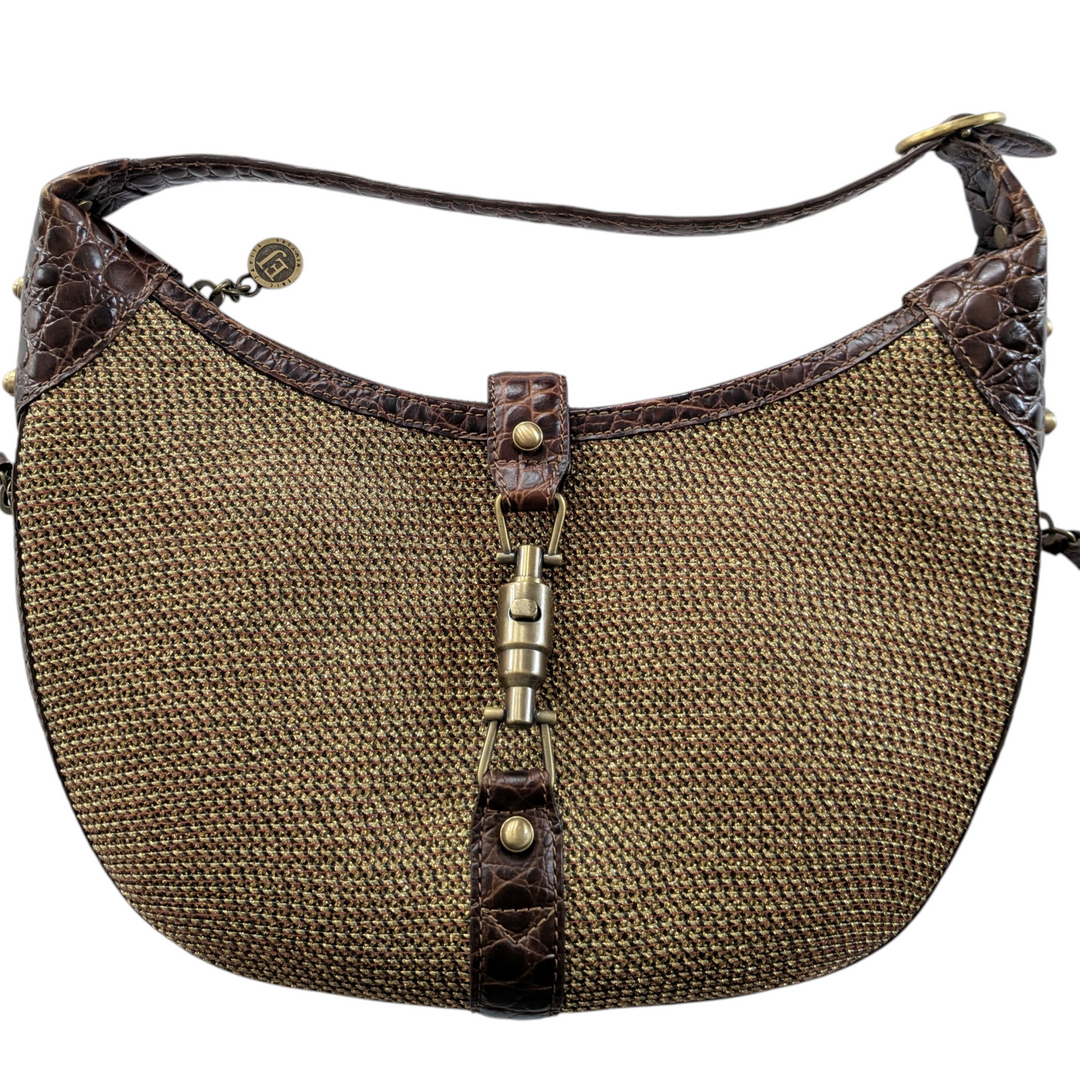 Erica Javits Faux Raffia and Leather Shoulder Bag
