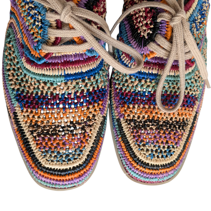 Robert Clergerie Lisa Raffia Wedge Oxfords Size 36
