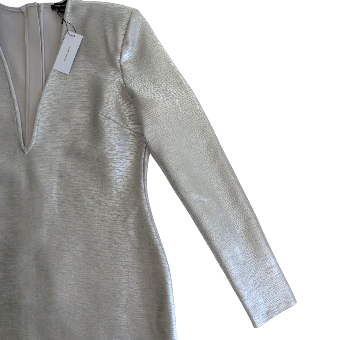 Karen Millen Silver Foil Midaxi Dress Size Large NWT