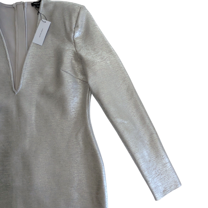 Karen Millen Silver Foil Midaxi Dress Size Large NWT