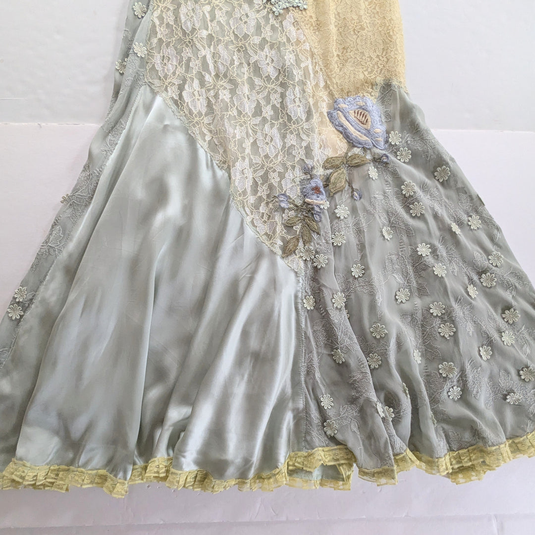 Anthropologie Vintage Odille Lace and Silk Maxi Dress Size 10