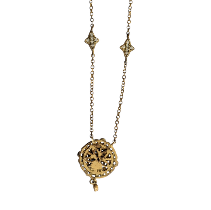 Freida Rothman Gold and Crystal Necklace