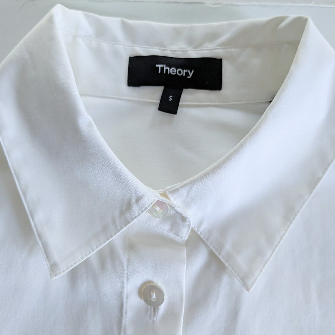 Theory Cropped Button Down Shirt Size Small