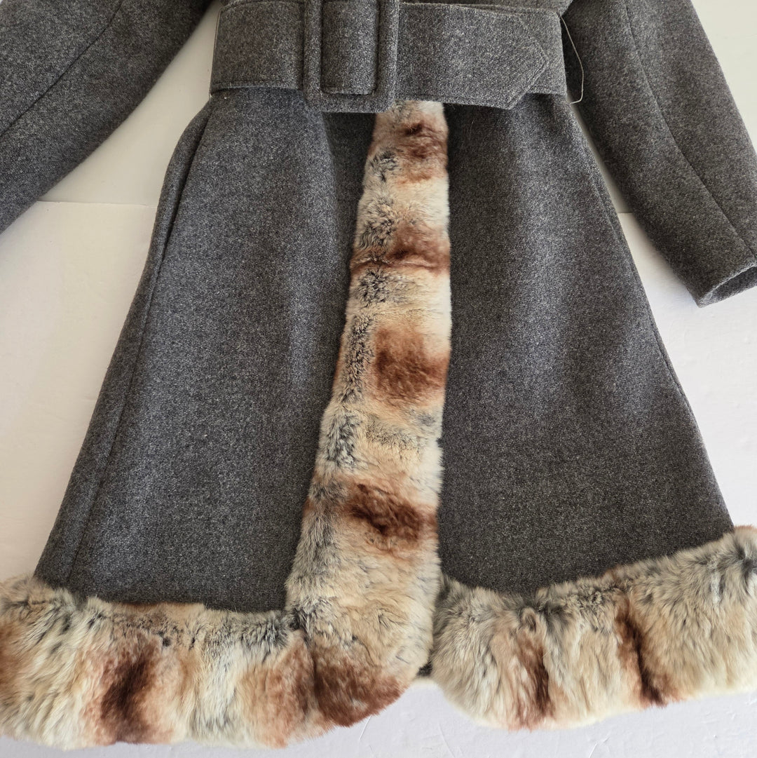 Youthcraft Vintage Wool Coat with Fur Trim Size XS