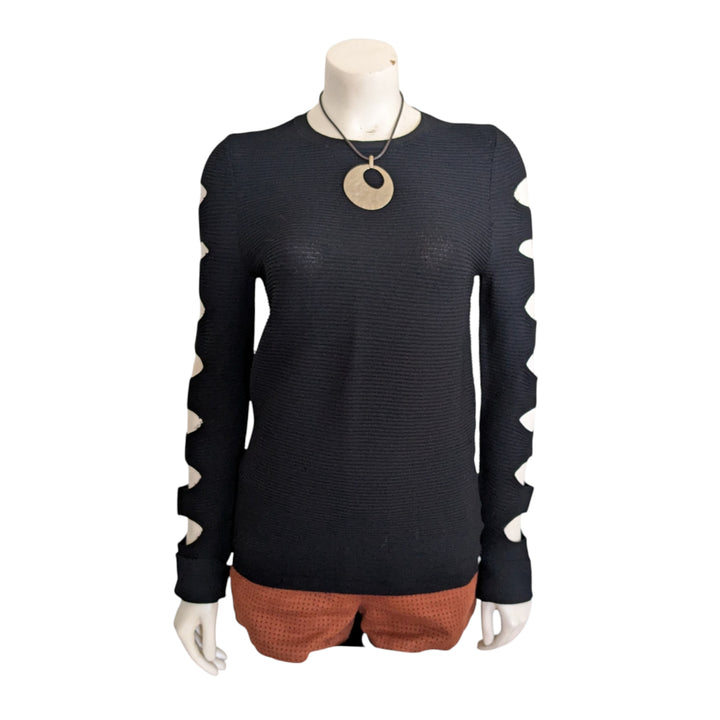 Skull Cashmere Ribbed Knit Sweater Size Medium