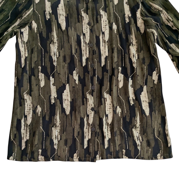 Bel Kazan Olive Print Blouse Size Medium