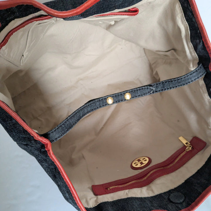 Tory Burch Denim and Leather Tote