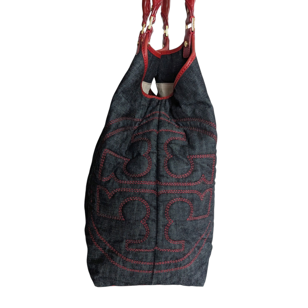 Tory Burch Denim and Leather Tote