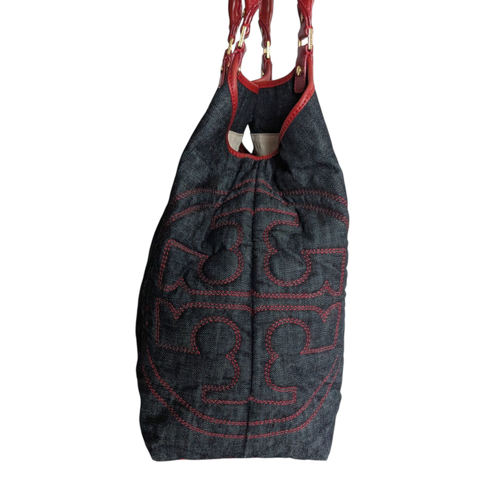 Tory Burch Denim and Leather Tote