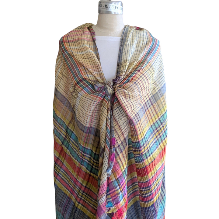 Anii by Natural Plaid Wool Scarf