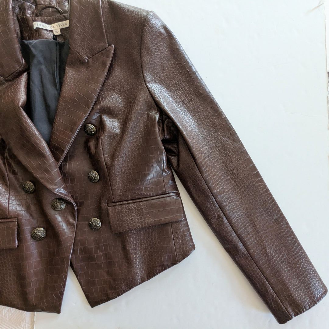 Veronica Beard Cooke Dickey Blazer Vegan Leather