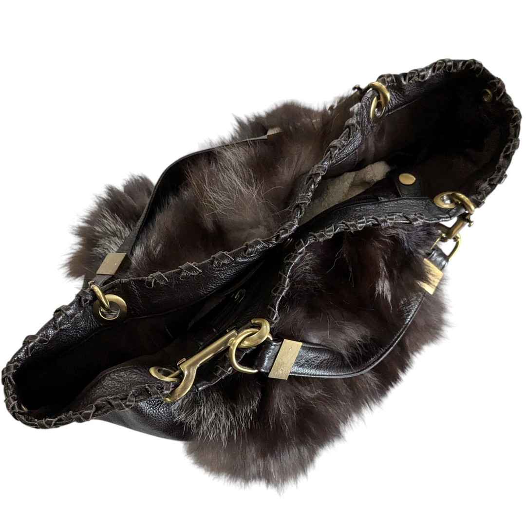 Sondra Roberts Faux Fur Hobo Bag