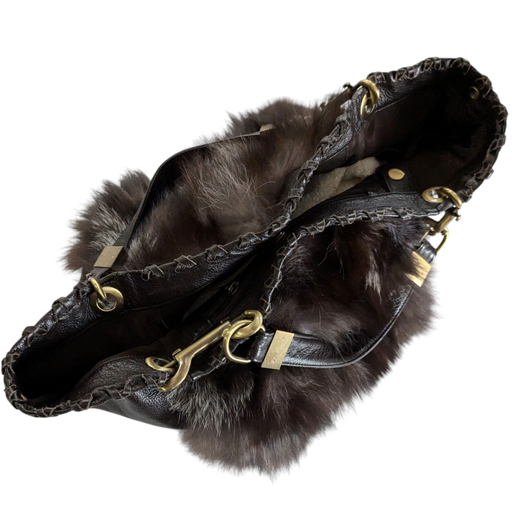 Sondra Roberts Faux Fur Hobo Bag