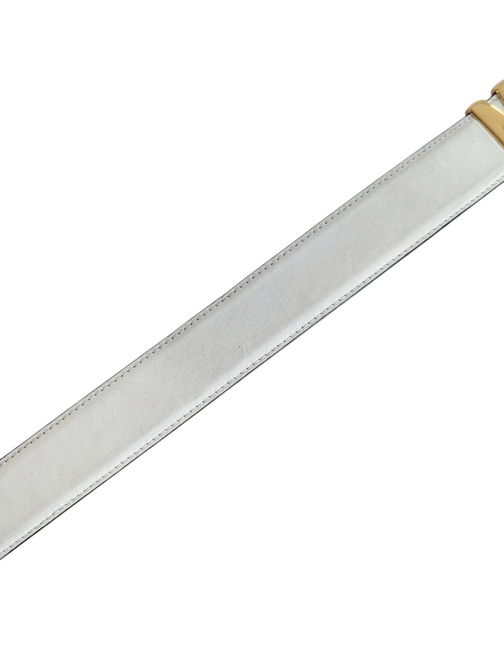 Moschino White Leather Logo Belt