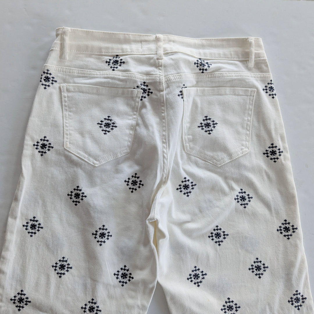 Amee White Embroidered Jeans Size XL
