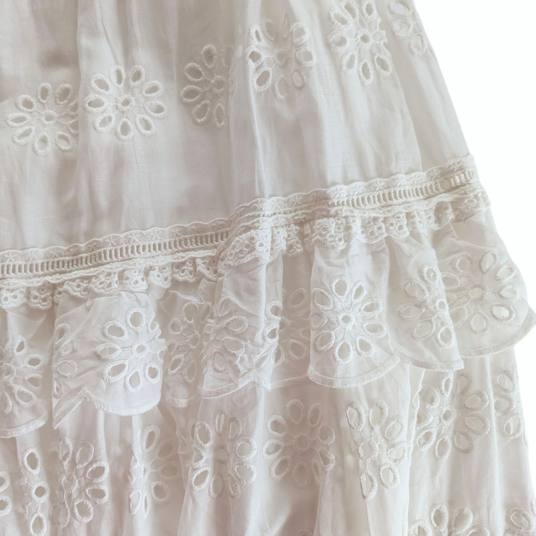 FARM Rio White Eyelet Maxi Skirt Size Large