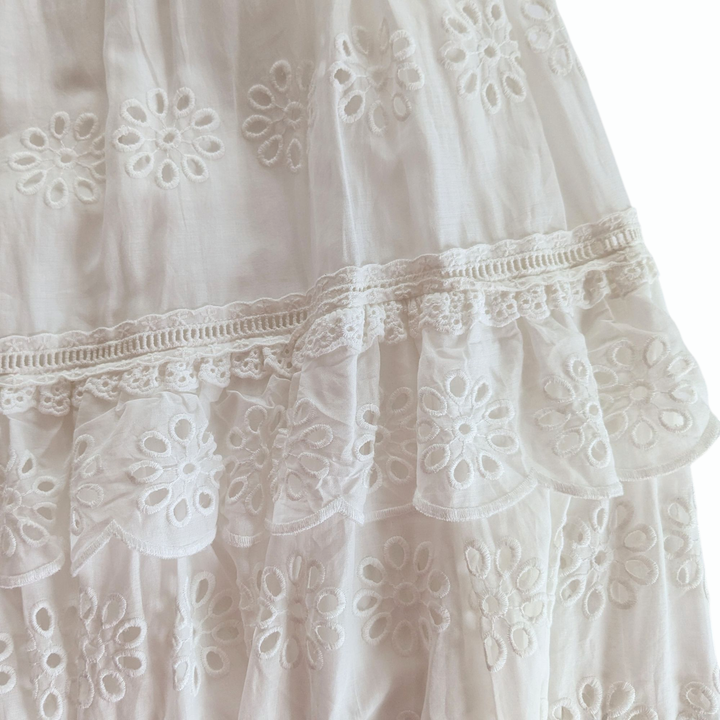 FARM Rio White Eyelet Maxi Skirt Size Large