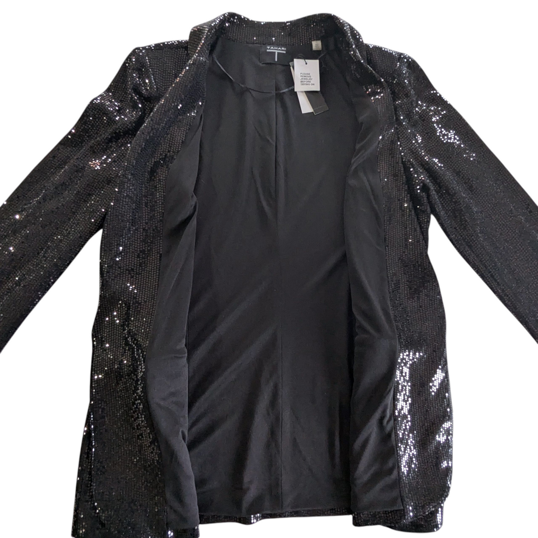 T Tahari Black Sequin Blazer Size 12 NWT
