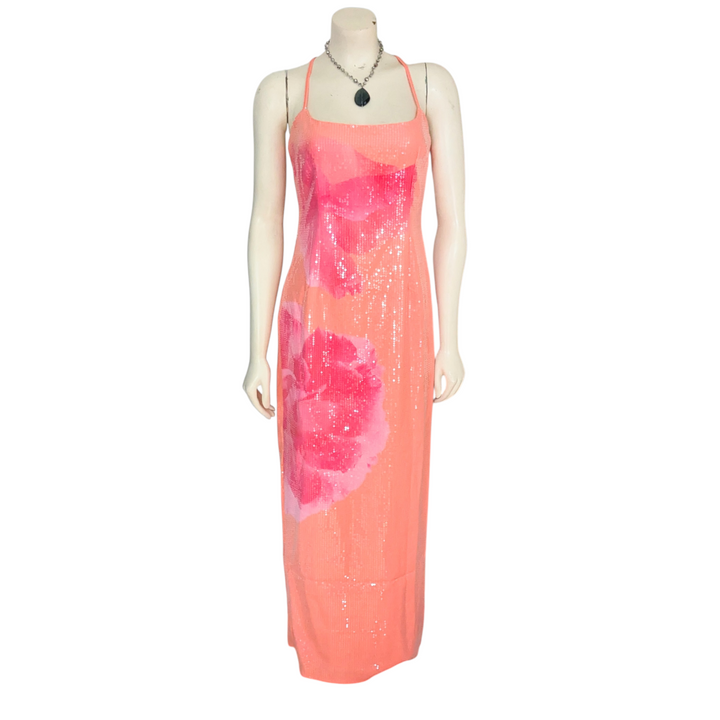 White Fox Telling Me Lies Sequin Maxi Dress Size Large NWT