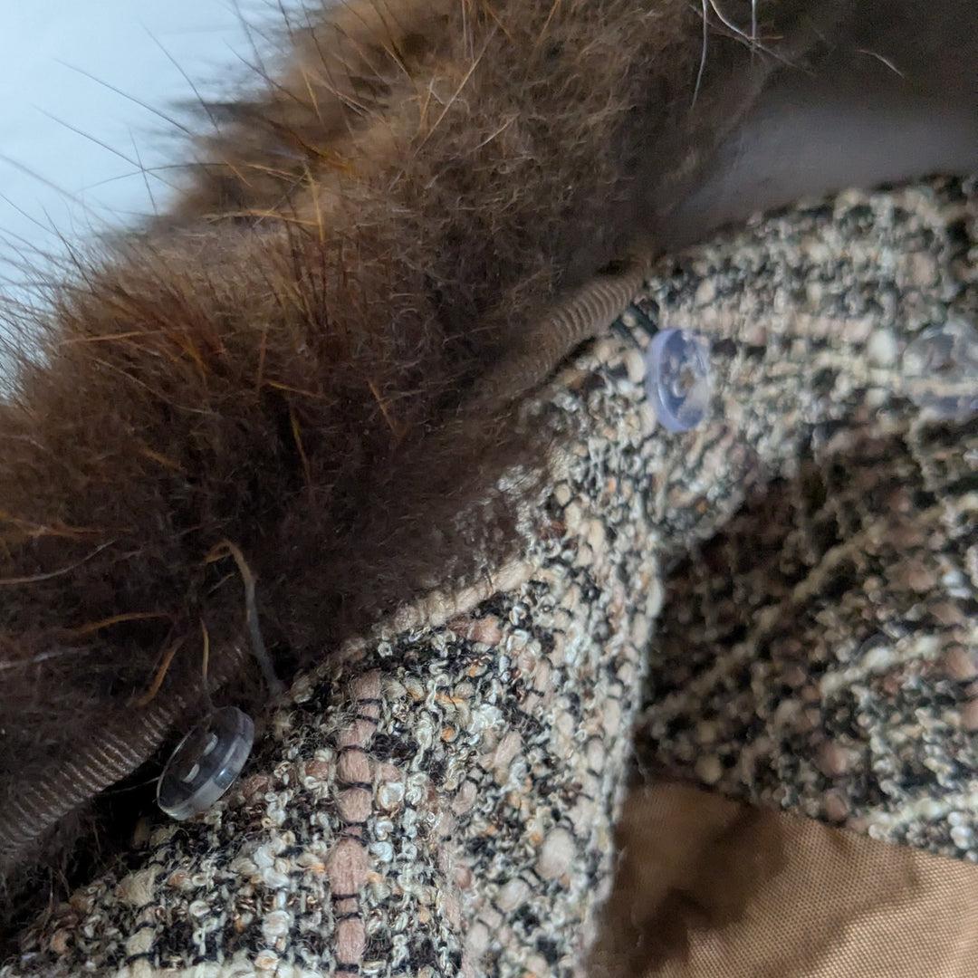 Alberto Makali Tweed Coat with Fur Trim Size 2