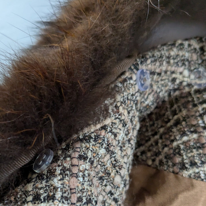 Alberto Makali Tweed Coat with Fur Trim Size 2
