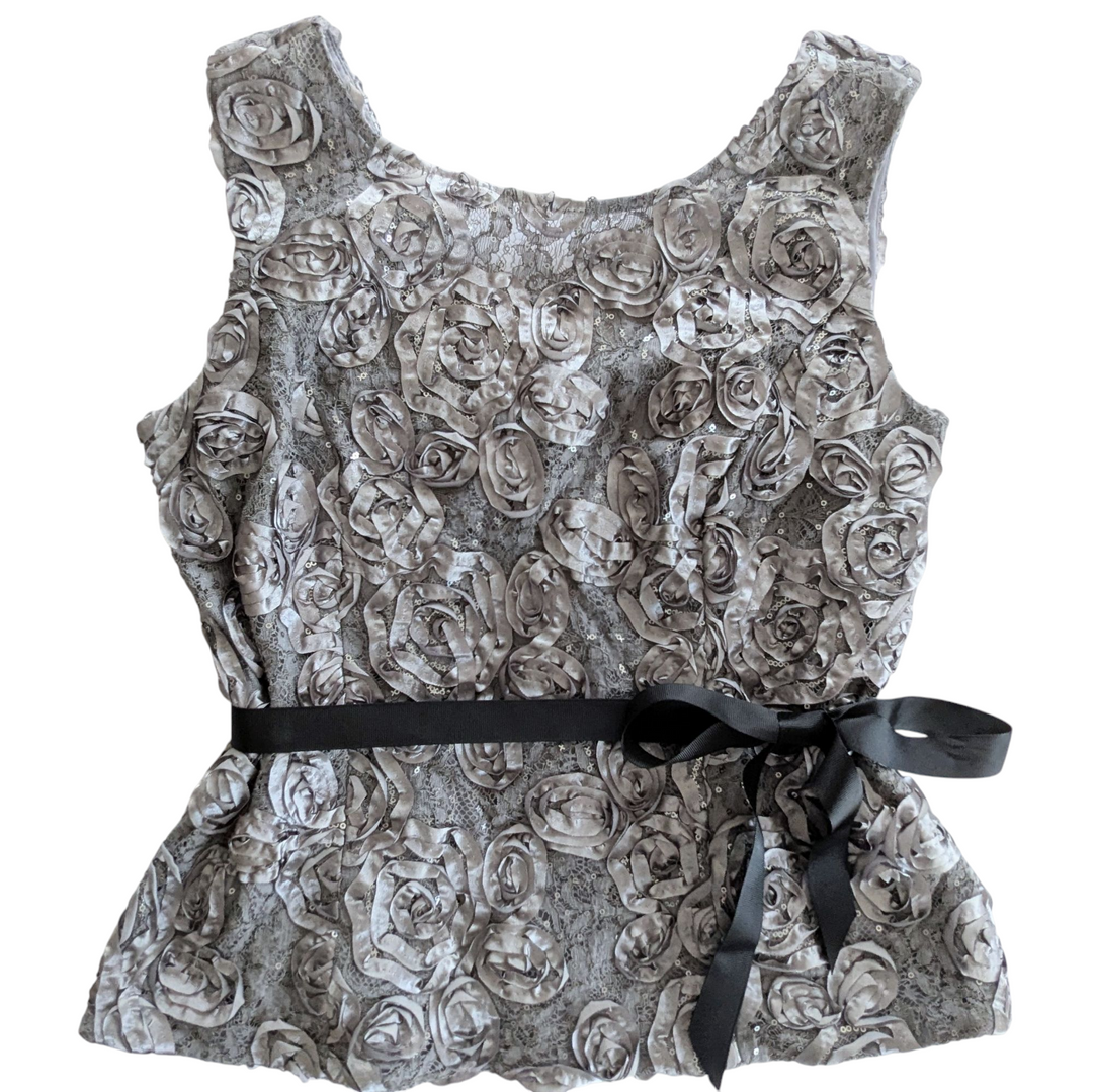 Alex Evening Silver Top Size Medium Petite