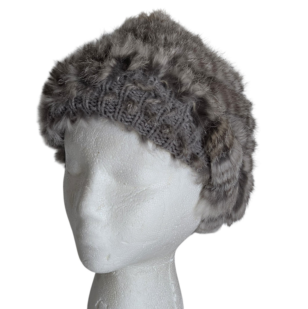 Grey Rabbit Fur Hat