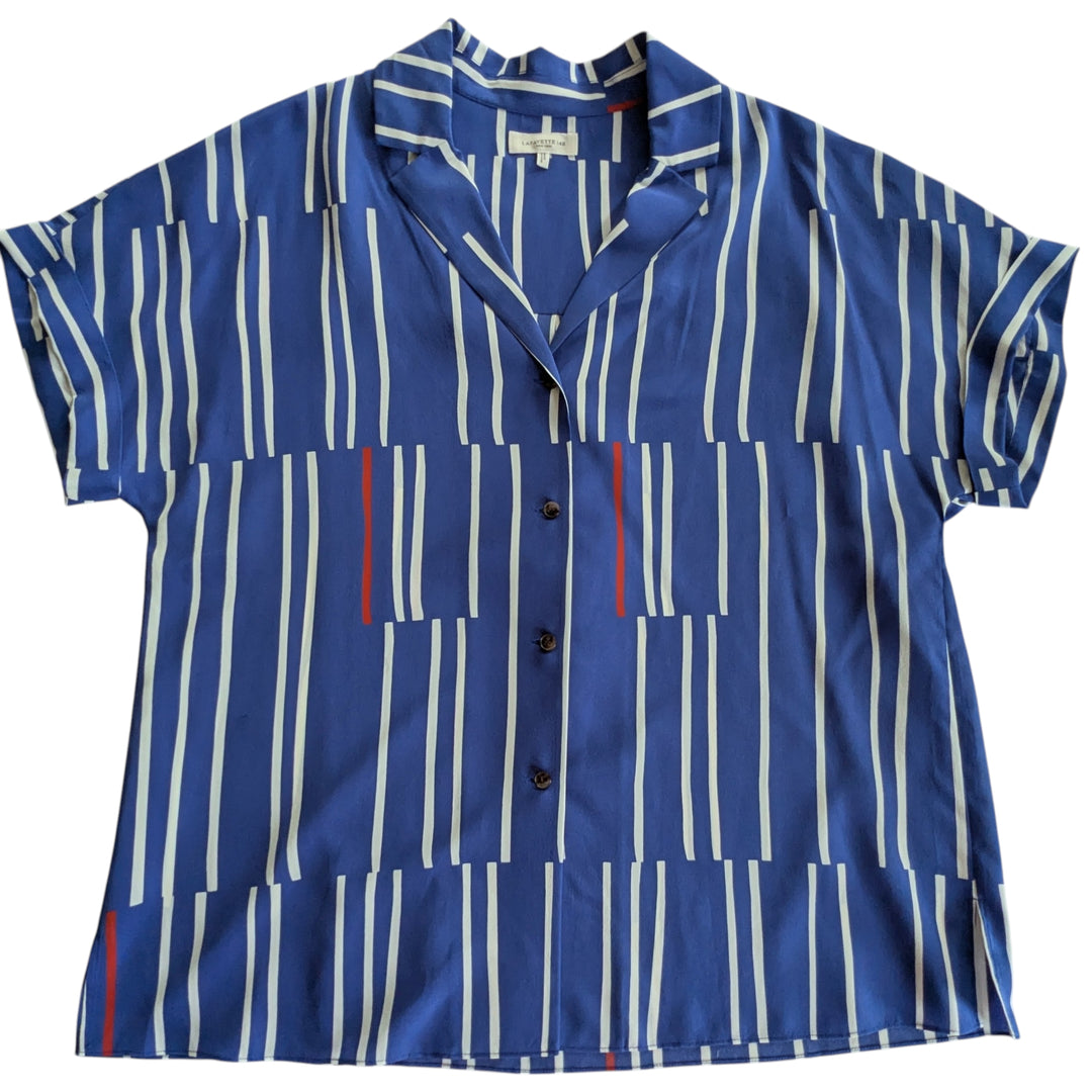 Lafayette 148 Wiley Silk Camp Shirt Size Large