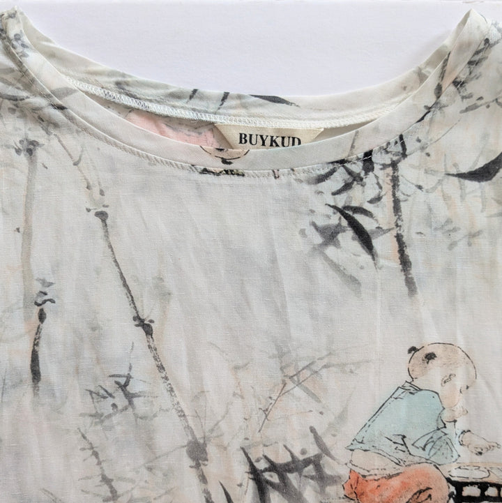 Buykud O Neck Tee Asian Print Size XL