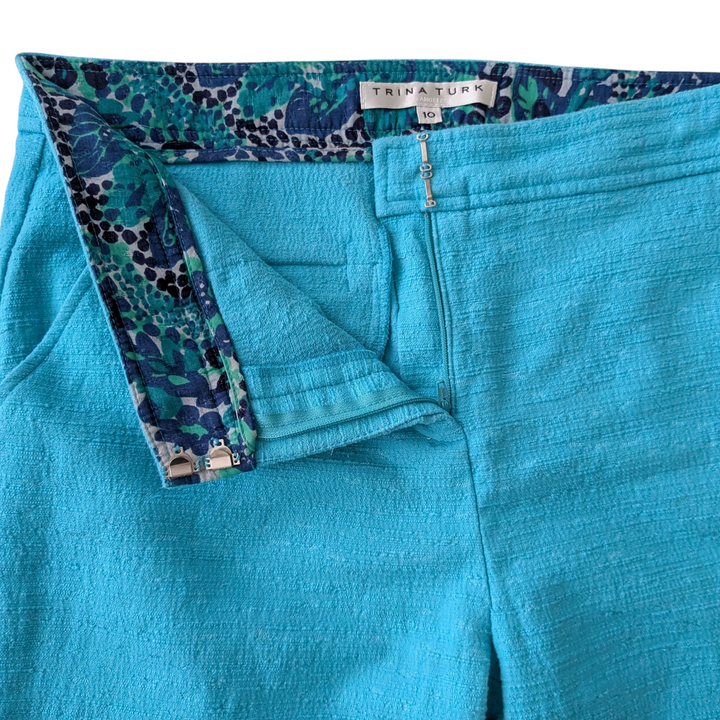 Trina Turk Cropped Textured Cotton Pants Size 10