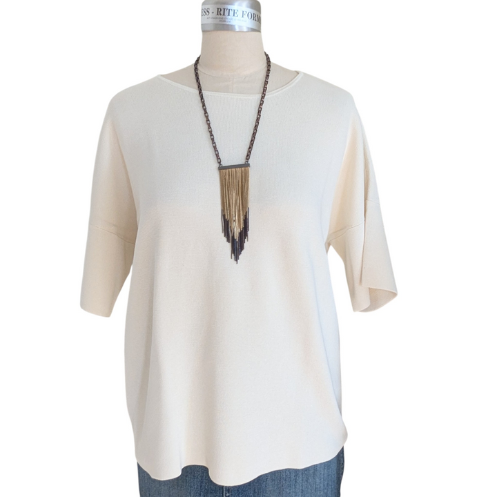 Eileen Fisher Cream Silk Top Size Large NWT