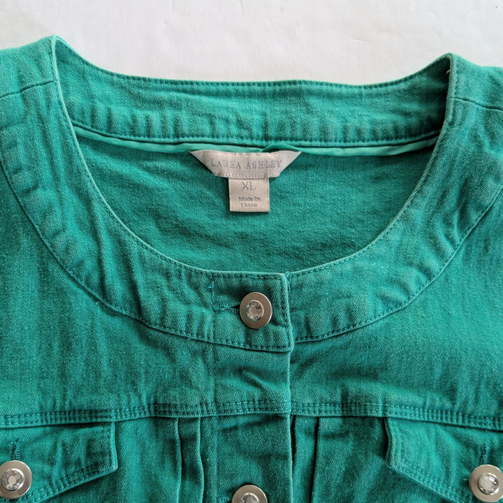 Laura Ashley Green Denim Jacket Size XL