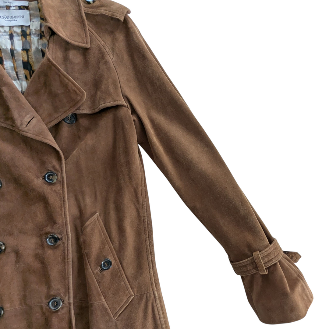 Yves Saint Laurent Suede Trench Coat Size Small