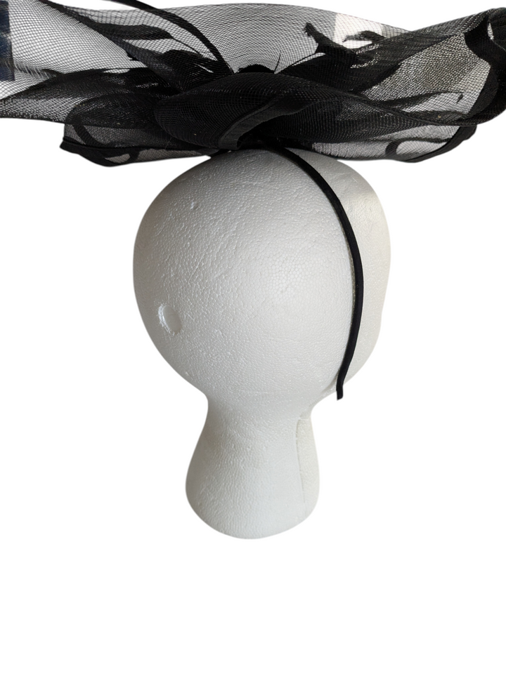 Black Mesh and Feather Fascinator