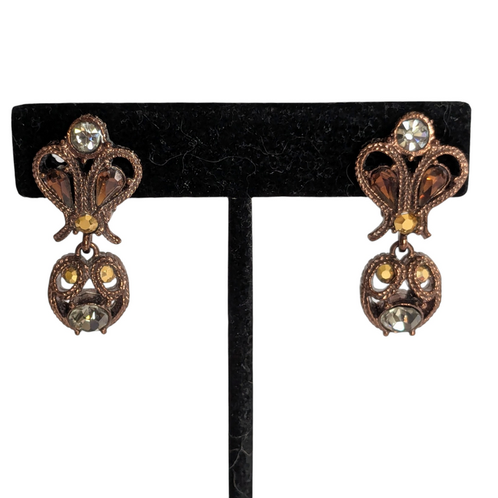 Beaded Copper Clip Earrings