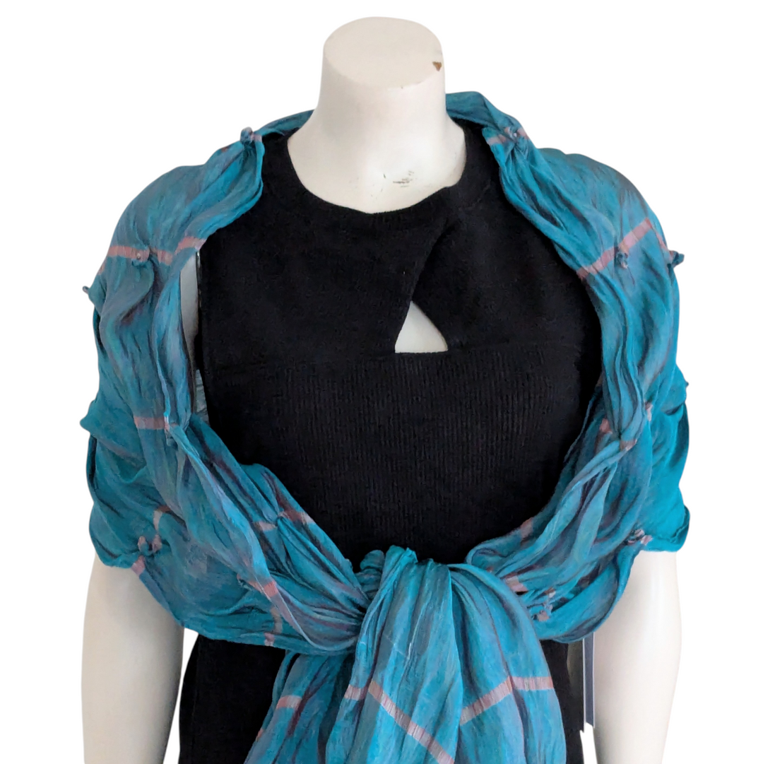 Cha Chi Turquoise Crinkle Scarf