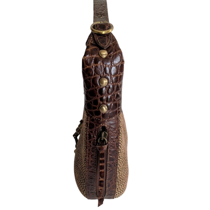 Erica Javits Faux Raffia and Leather Shoulder Bag