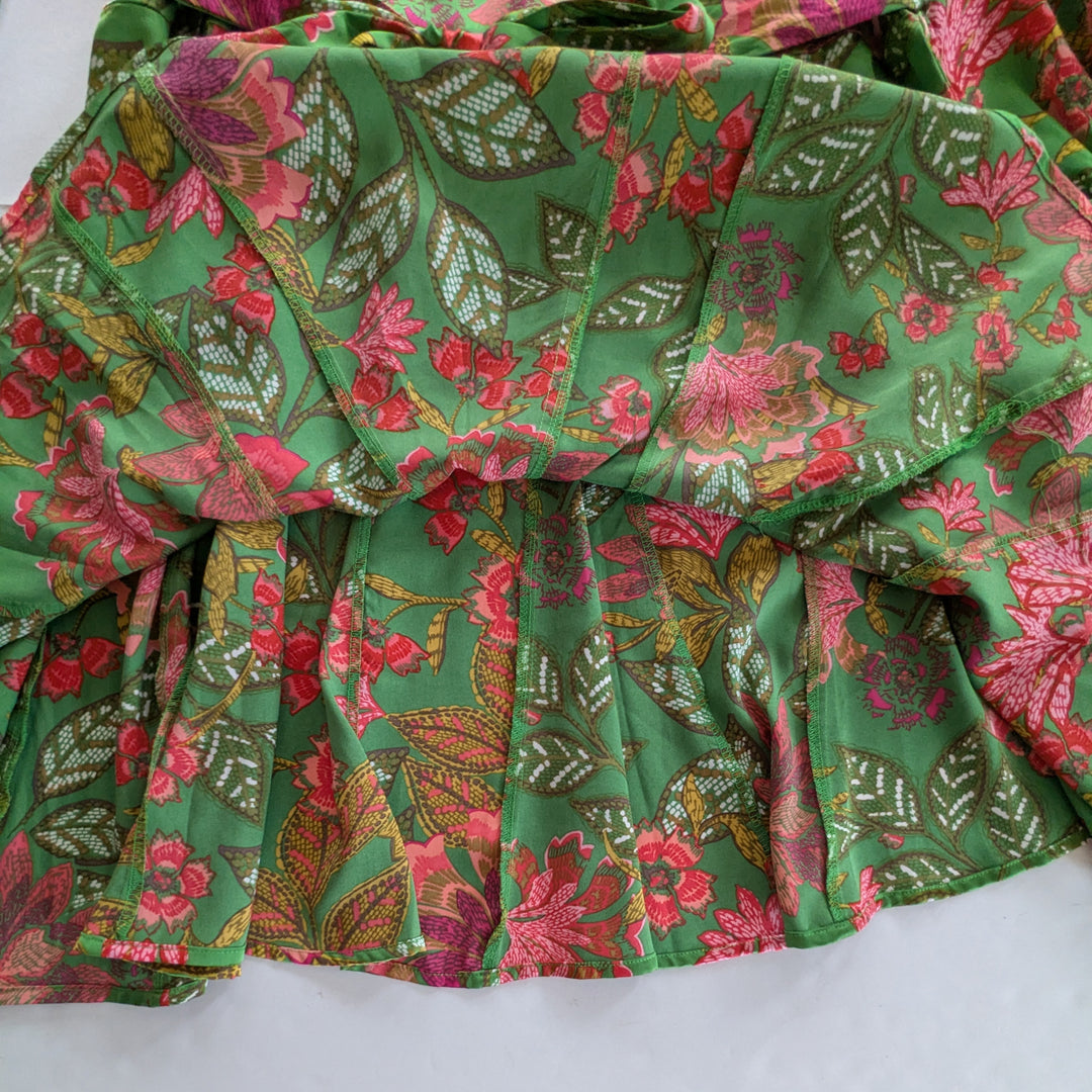 Sugarlips Evanna Green Floral Print Satin Dress Size 3X