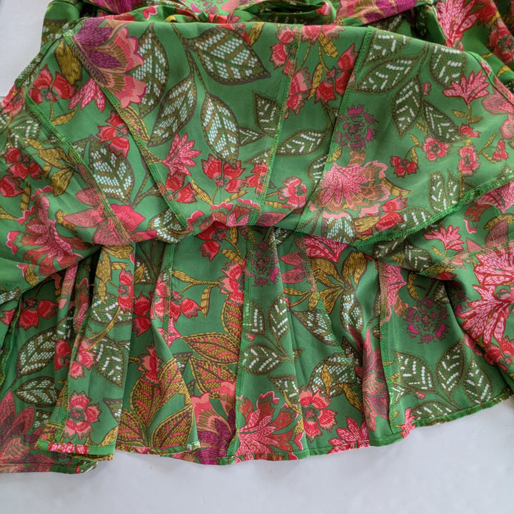 Sugarlips Evanna Green Floral Print Satin Dress Size 3X